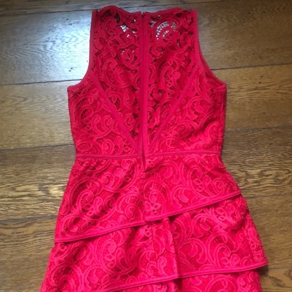 BCBG Maxazria Hannah Tiered Scroll Red Dress 4 - Picture 7 of 7